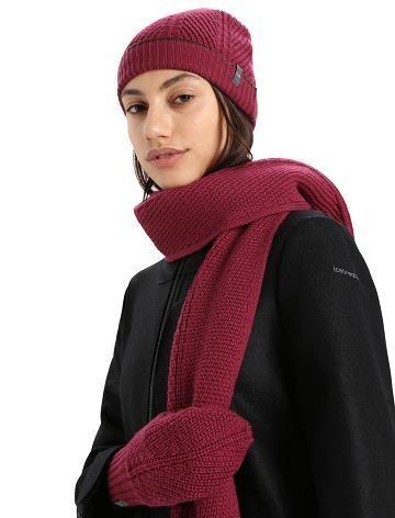 Women's Icebreaker Unisex Merino Waypoint Beanie Hats Cherry / Espresso | CA 1470WNBY